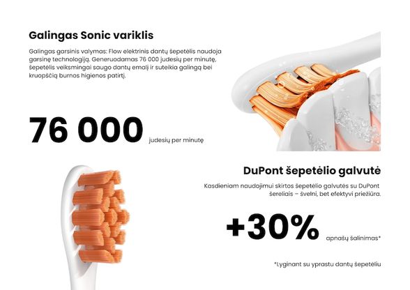 Oclean Flow elektrinis dantų šepetėlis, baltas