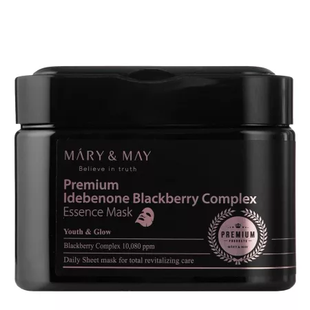 Mary&May Premium Idebenon Blackberry Complex Essence Mask lakštinės veido kaukės, 20 vnt.