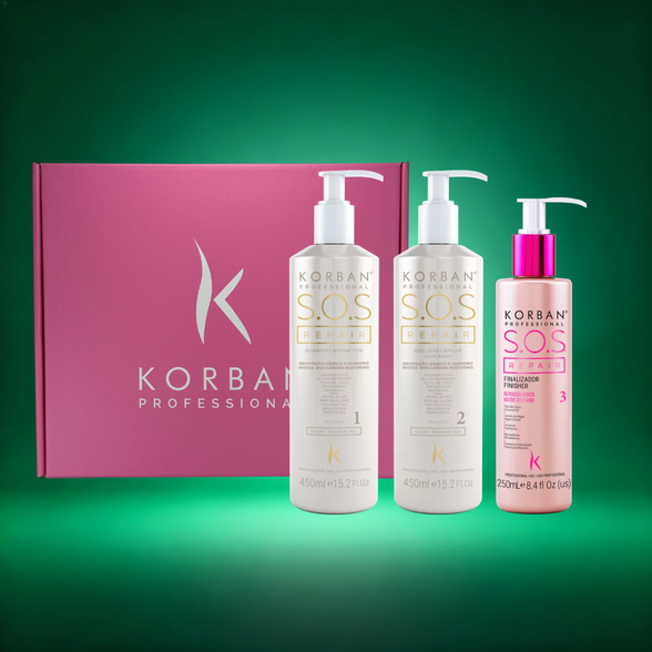 Korban S.O.S Repair rinkinys plaukų priežiūrai: šampūnas, kaukė ir serumas