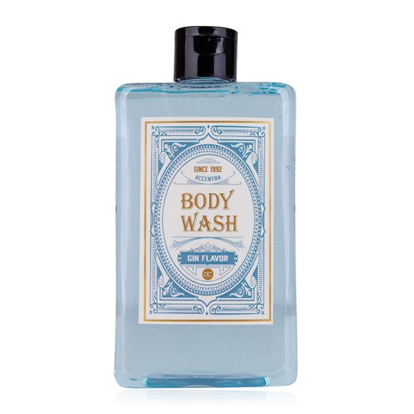 400ml body wash GIN FLAVOR in bottle incl. gin-style Gift box, fragrance: Gin, col. blue/white, PU 6/12