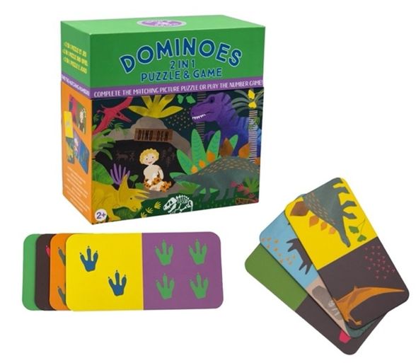 Floss & Rock 2in1 žaidimas domino-dėlionė, dinozaurai
