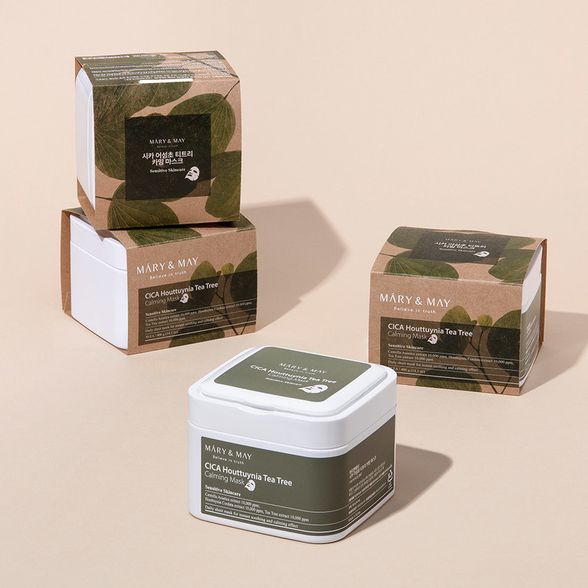 Mary&May Cica Houttuynia Tea Tree  Calming Mask lakštinės veido kaukės, 30 vnt.