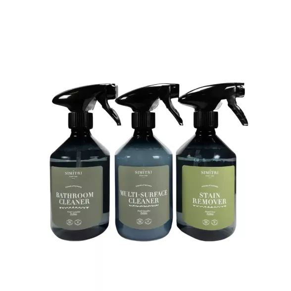 SIMITRI įvairių paviršių, vonios ir skalbinių dėmių valiklių rinkinys + dėžutė
