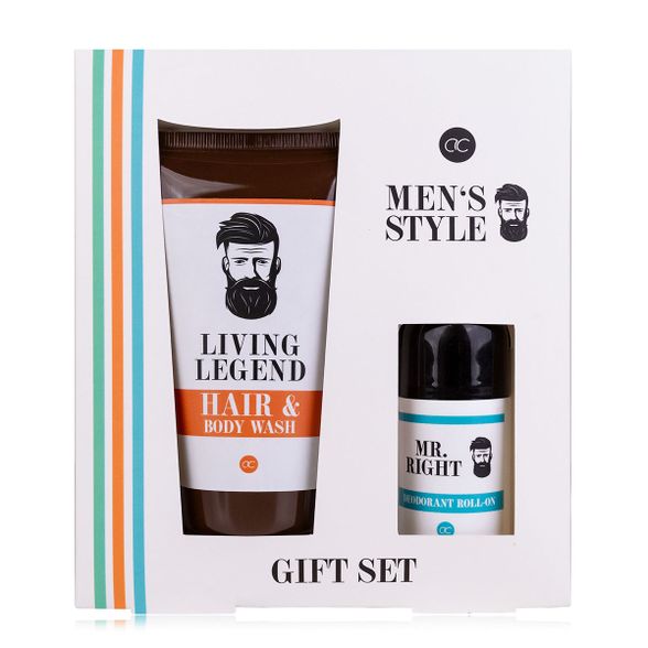 Bath set MEN'S STYLE in paper gift box, incl. 200ml hair  body wash, 50ml roll-on deodorant, fragrance: Oak & Citrus, co