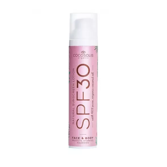 Cocosolis SPF30 natūralus apsauginis losjonas nuo saulės, 100 ml.