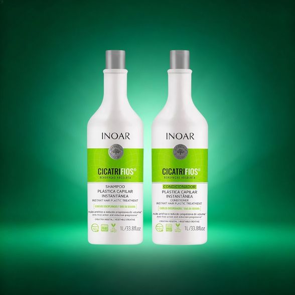 Inoar Cicatrifios Duo Kit plauko struktūrą atkuriantis priemonių rinkinys, 2×1000 ml.
