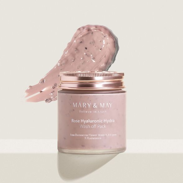 Mary&May Rose Hyaluronic Hydra Wash Off Pack drėkinamoji molio kaukė, 125 g.