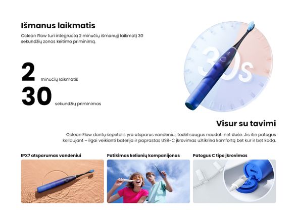 Oclean Flow elektrinis dantų šepetėlis, mėlyna