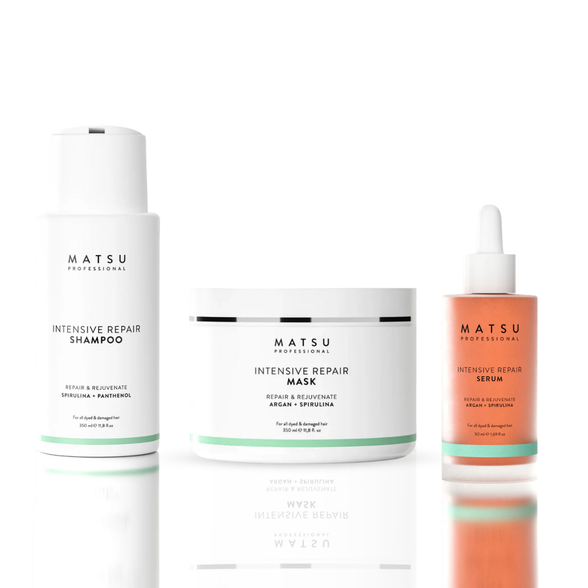 Matsu Intensive Repair intensyviai plaukus atkuriantis rinkinys su serumu