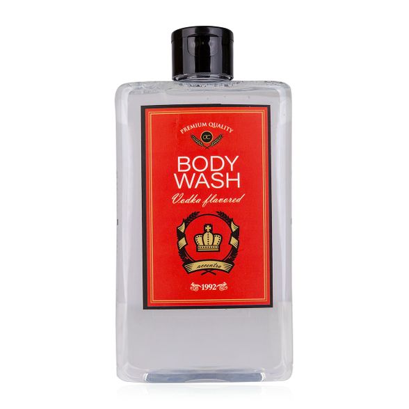 400ml body wash VODKA FLAVOR in bottle incl. vodka Style gift box, fragrance: Vodka, col. red/white, PU 6/12