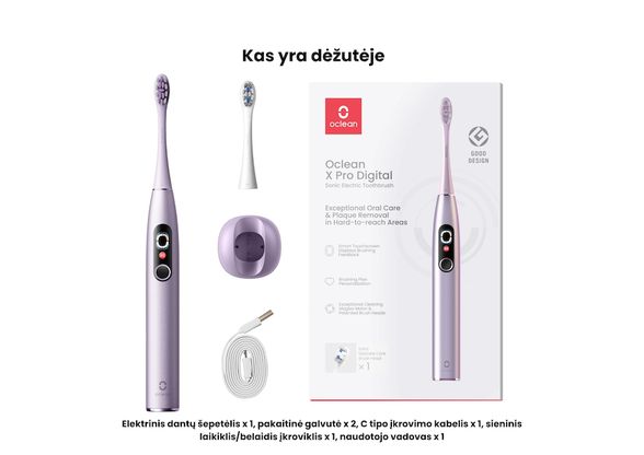 Oclean X Pro Digital elektrinis dantų šepetėlis, violetinis