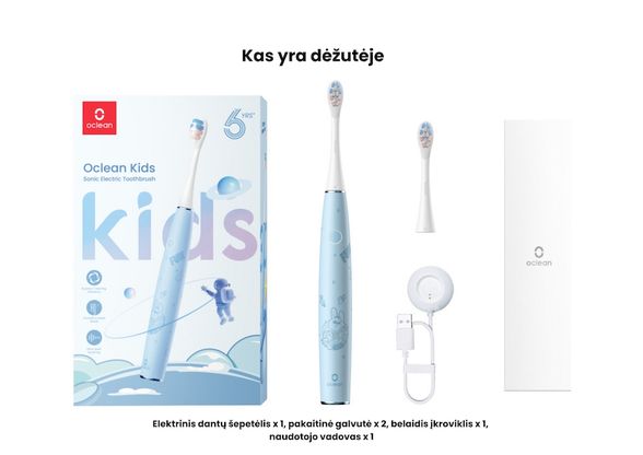 Oclean Kids elektrinis dantų šepetėlis, mėlynas