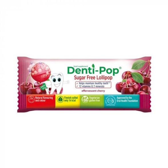 Denti-Pop ledinukas su 12 vitaminų ir 2 mineralais, vyšnių skonio