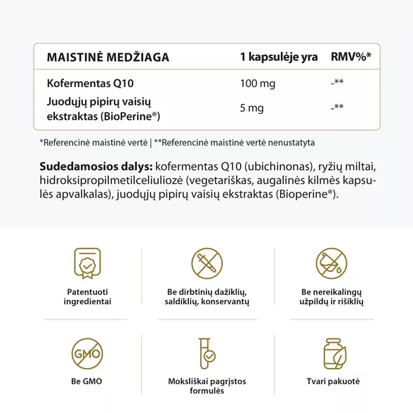 Avel kofermentas Q10 su BioPerine®, 60 kapsulių