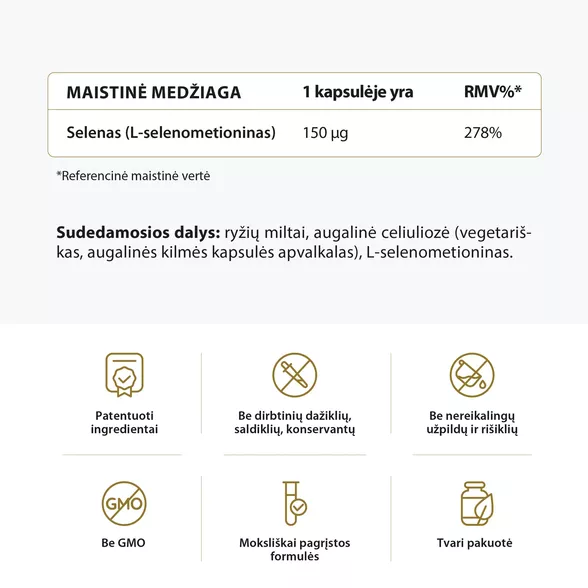 Avel bioaktyvus selenas, 120 kapsulių