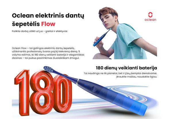 Oclean Flow elektrinis dantų šepetėlis, mėlyna