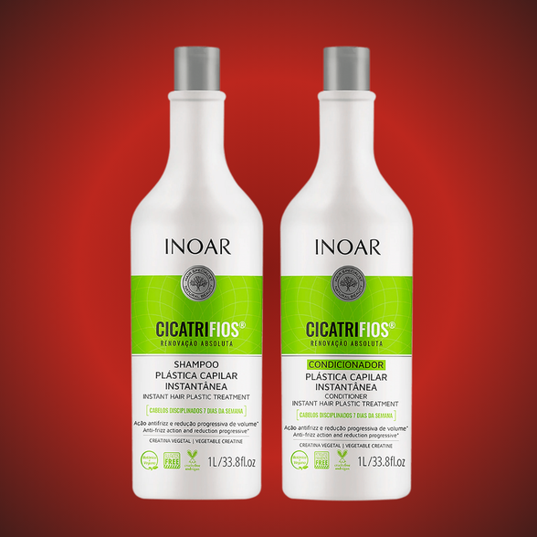 Inoar Cicatrifios Duo Kit plauko struktūrą atkuriantis priemonių rinkinys, 2×1000 ml.