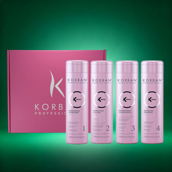 Korban K-Protein intensyvus atstatomasis ir drėkinamasis rinkinys plaukams, 4x250 ml.