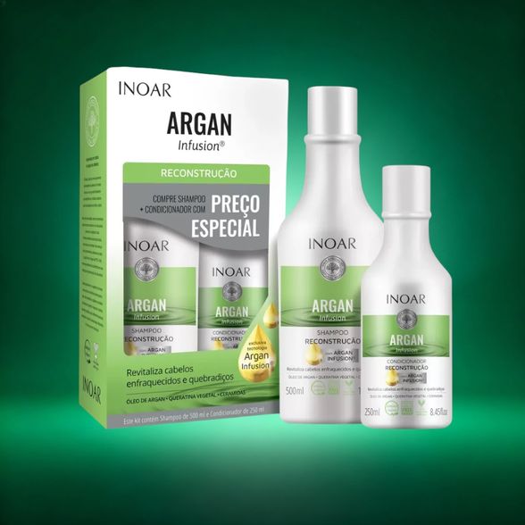 Inoar Argan Infusion Reconstruction Duo Kit rekonstruojantis rinkinys, 500 ml+250 ml.