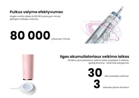 Oclean Kids elektrinis dantų šepetėlis, rožinis