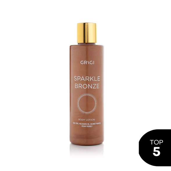 Grigi Sparkle Bronze blizgus kūno losjonas su atspalviu, Beach Bronze, 200 ml.