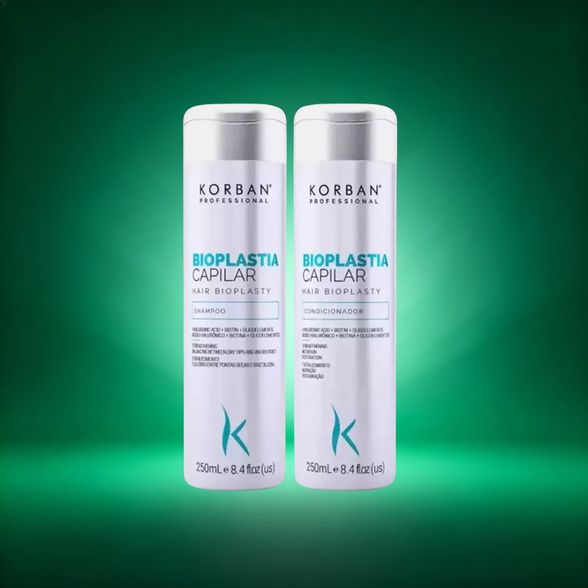 Korban Bioplastia Capilar rinkinys: šampūnas, kondicionierius, 2×250 ml.