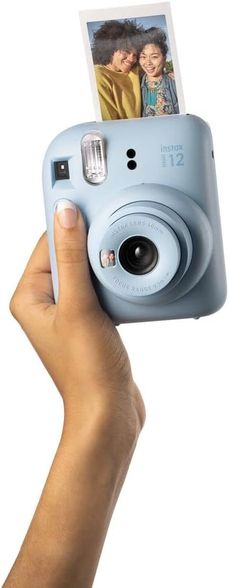 Fujifilm Instax Mini 12 Film Camera, Blue + Instax Mini Glossy Paper, 10 Pcs.