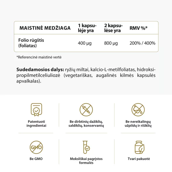 Avel bioaktyvi folio rūgštis, 90 kapsulių