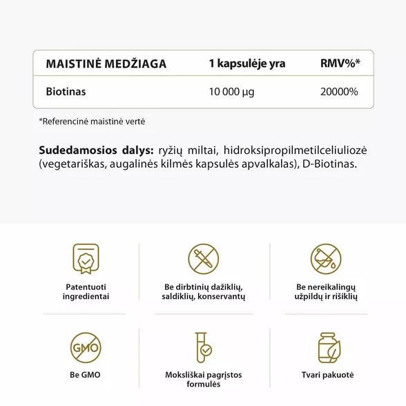 Avel bioaktyvus biotinas, 90 kapsulių