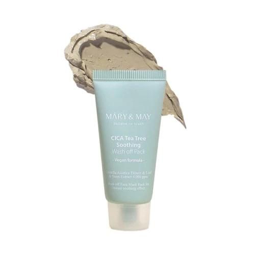Mary&May Vegan Cica TeaTree Soothing Wash Off Pack raminamoji molio kaukė, 30 g.