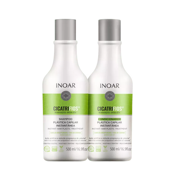 Inoar CicatriFios Duo Kit plauko struktūrą atkuriantis priemonių rinkinys, 2x500 ml.