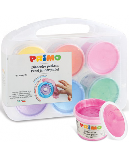 Primo dažai piešimui pirštais, 6 perlamutrinių spalvų x 100 g.
