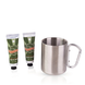 Bath set ADVENTURE COLLECTION in stainless-steel Mug (350ml) with carabiner handle, incl. 60ml hair &